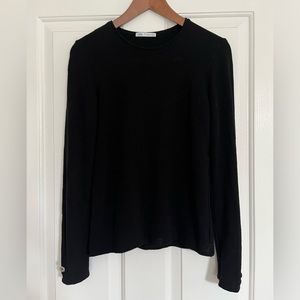 EUC! Zara Women’s Black Basic Long Sleeve Textured Button‎ Sleeve Shirt Small S